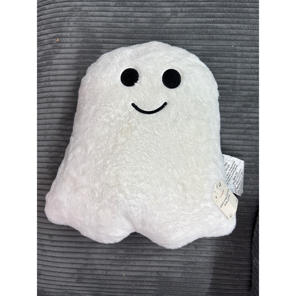 Hyde & EEK! Boutique Halloween White Plush Ghost Decorative Pillow Smiling Face